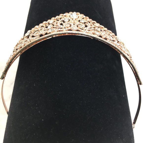 Bridal Headpiece - Tiara Crown  -  Rose Gold with crystals & CZ Crown EUC
